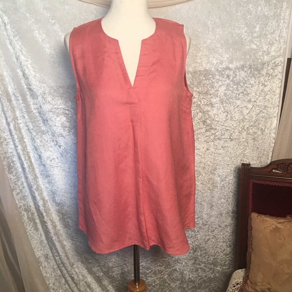 Alfani Linen Blend Top Womens Coral Sleeveless Size M